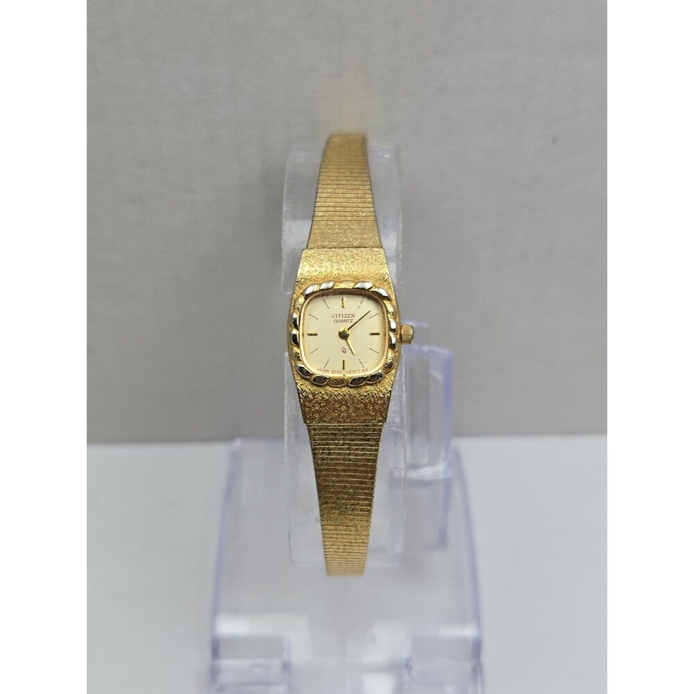 Vintage Citizen Womens Gold Plated Dainty Cocktail Bracelet Watch New Battery